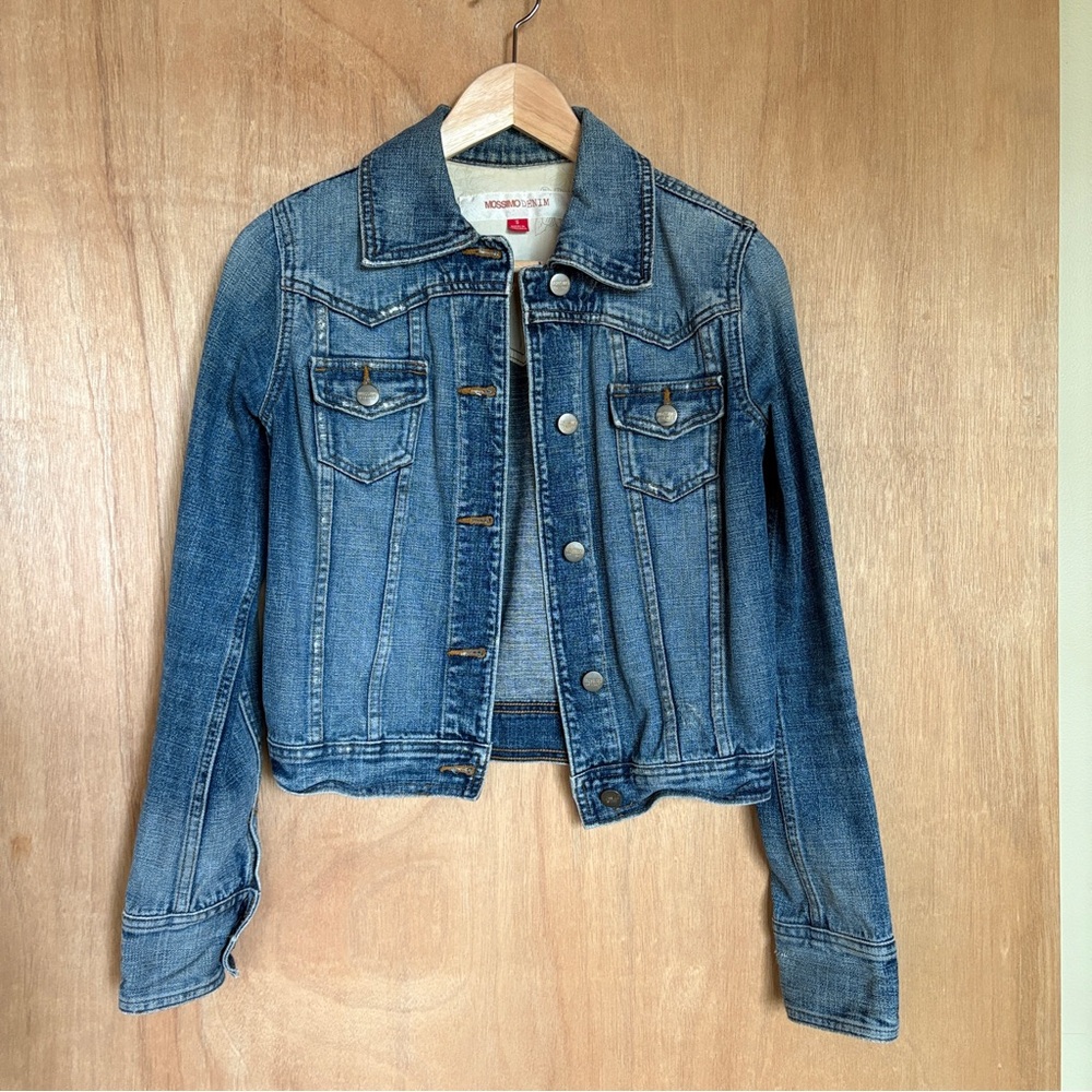 Mossimo Denim Y2K Cropped Distressed Fitted Western Jean Jacket 100% Cotton Jr S